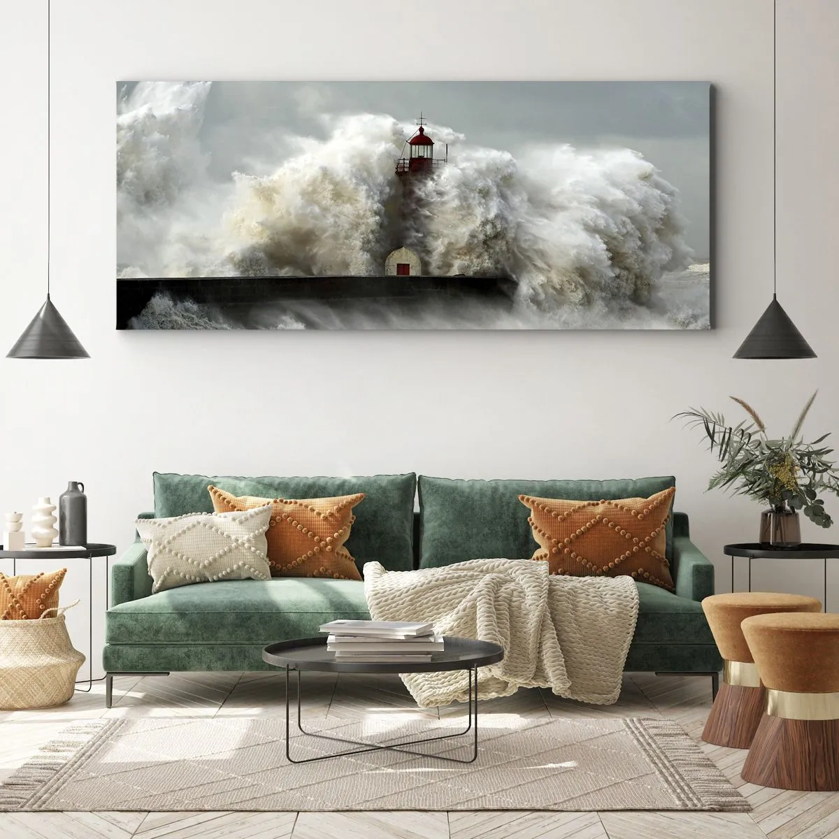 Bild auf Leinwand - Leinwandbild - Die Wut des Ozeans - 90x30 cm