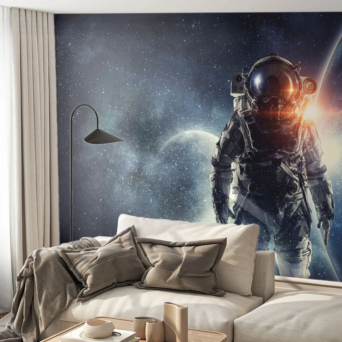 Fototapete Premium Sand - Weltraumabenteuer - Kosmos, Astronaut, Sterne - 100x70 cm