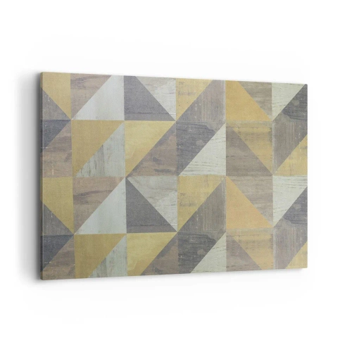 Bild auf Leinwand - Leinwandbild - Geometrische Komposition aus Dreiecken in erdigen Farbtönen - 120x80cm - Am Winkel des Dreiecks - Moderne Wanddekoration für Wohnzimmer und Schlafzimmer ARTTOR