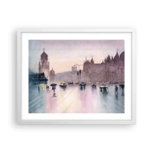 Poster in einem weißen Rahmen - Im regnerischen Dunst - 50x40 cm