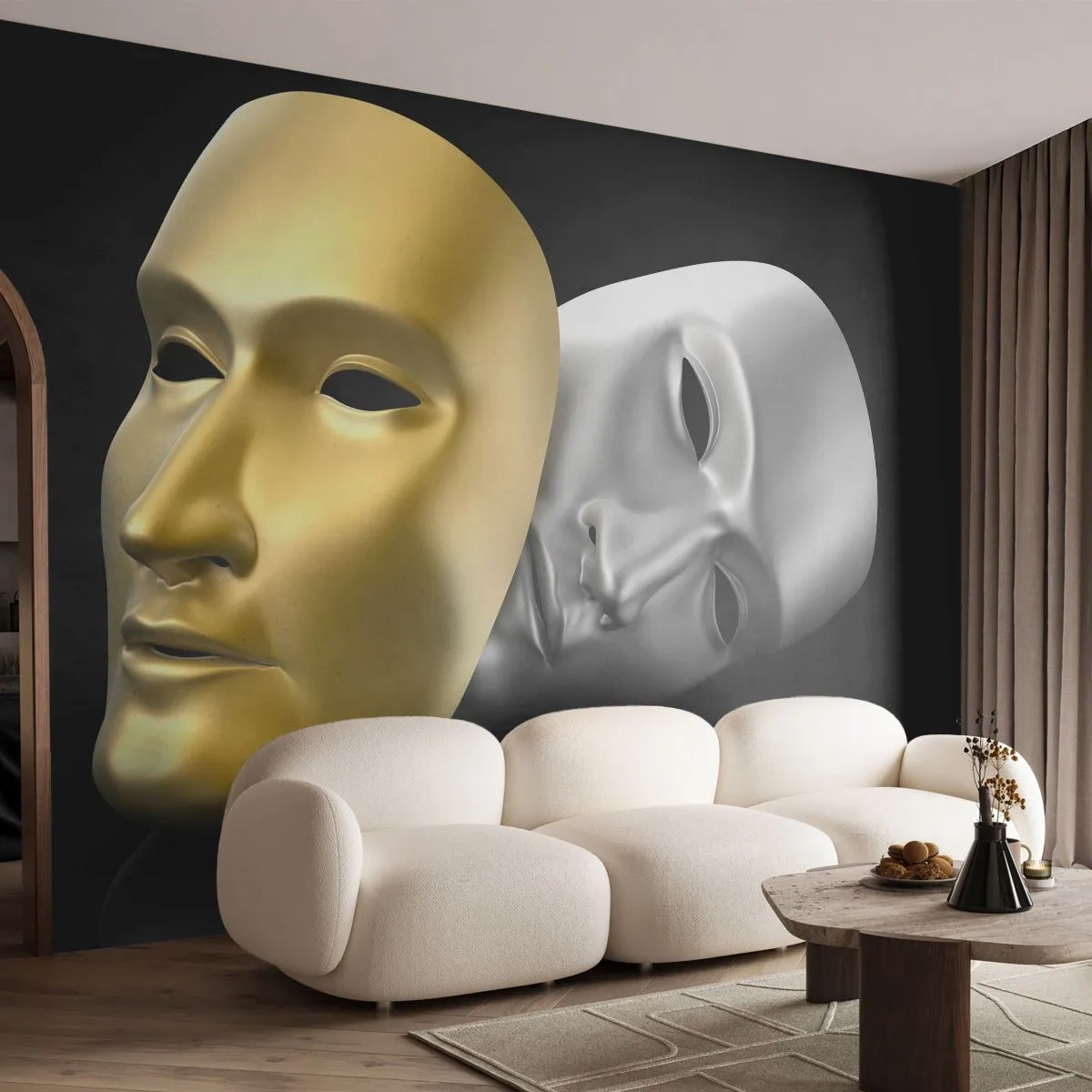 Fototapete Premium Sand - Das Leben ist wie ein Theater - Haube, Stück, Theater - 100x70 cm