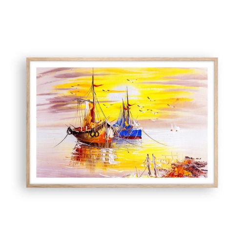 Poster in einem Rahmen aus heller Eiche - Eine wohlverdiente Pause im Hafen - 91x61 cm