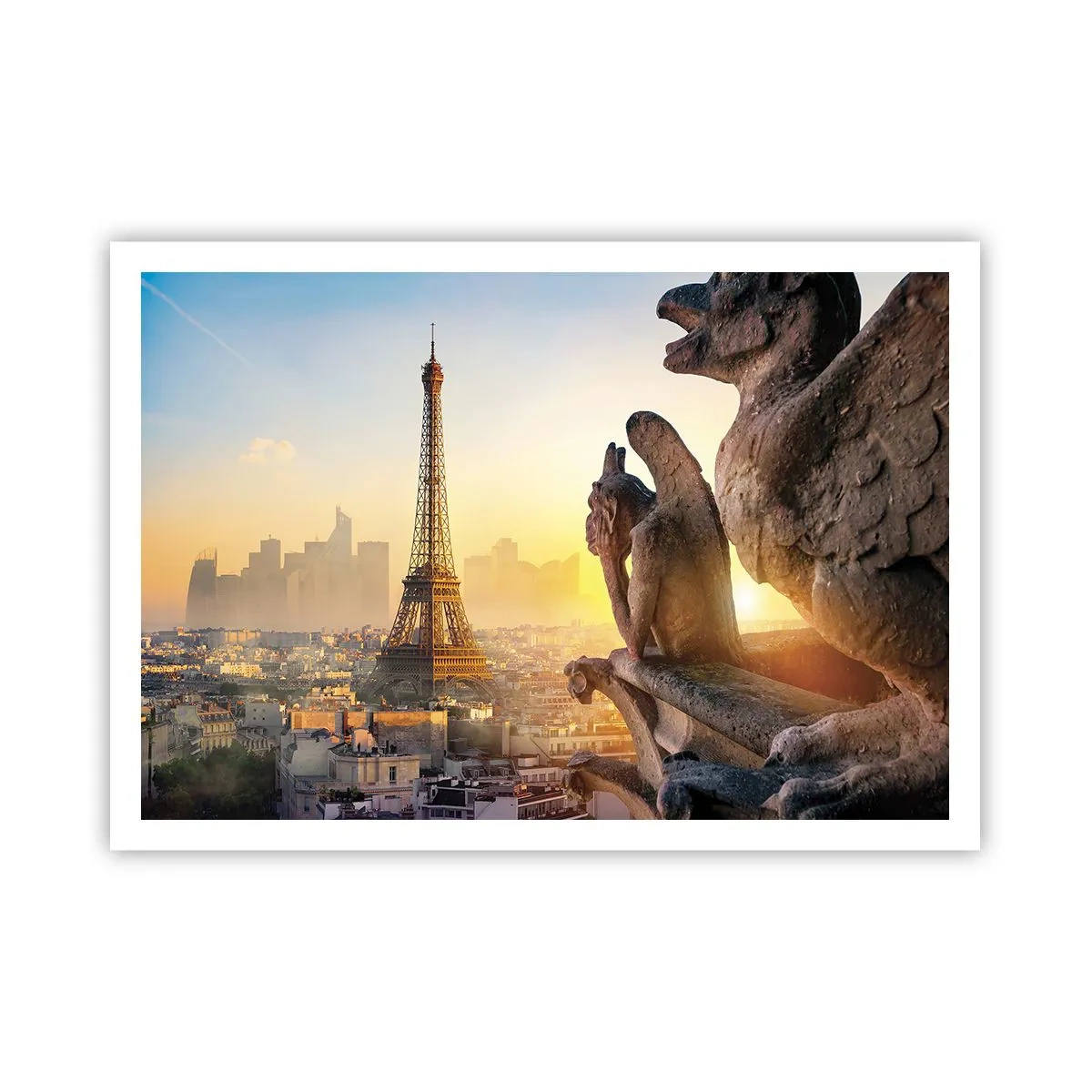 Poster - Blick auf den Eiffelturm mit Wasserspeiern im Hintergrund - 100x70cm - Vieles hat sich geändert ... - Moderne Wanddekoration für Wohnzimmer und Schlafzimmer ARTTOR