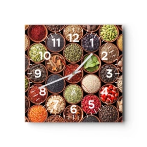 Wanduhr - Glasuhr - Alle Aromen der Welt - 30x30 cm