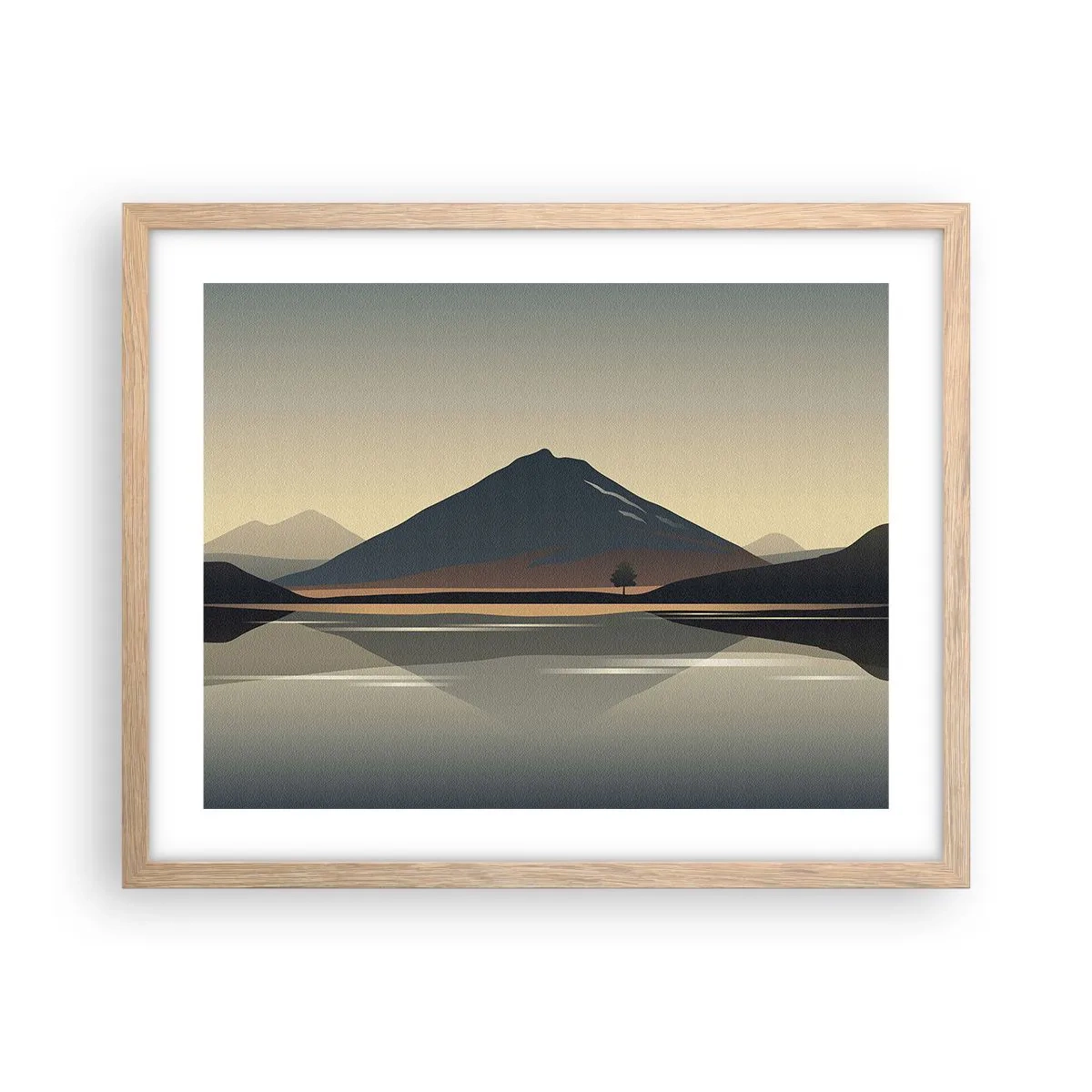 Poster in einem Rahmen aus heller Eiche - Spiegelreflexion - 50x40 cm