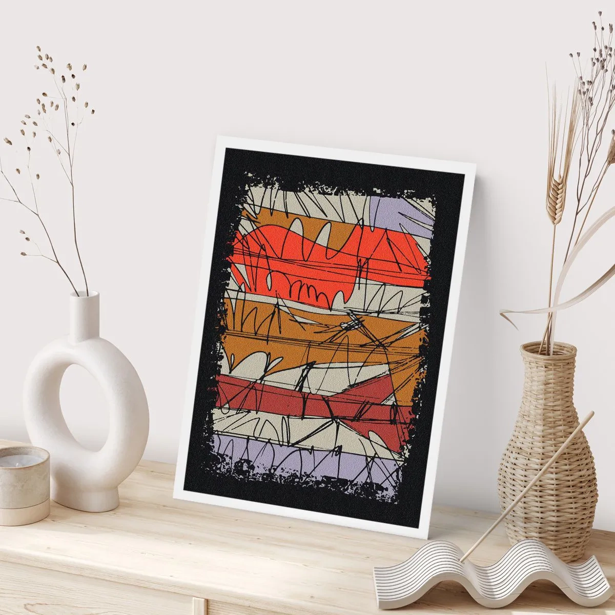 Poster - Eine abstrakte Komposition mit dynamischen Linien und Farben. - 50x70cm - Spontane Komposition - Moderne Wanddekoration für Wohnzimmer und Schlafzimmer ARTTOR