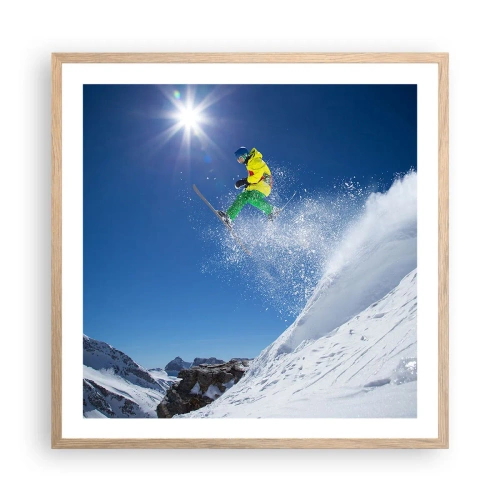 Poster in einem Rahmen aus heller Eiche - Tanzen mit den Bergen - 60x60 cm