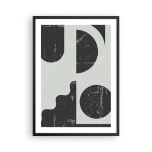 Poster in einem schwarzem Rahmen - Abstrakte geometrische Komposition in Schwarz und Grau - 50x70cm - Komposition oben und unten - Moderne Wanddekoration für Wohnzimmer und Schlafzimmer ARTTOR