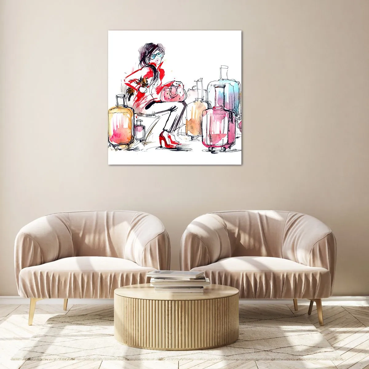 Glasbild - Bild auf glas - Setzen wir uns vor der Reise hin - 30x30 cm