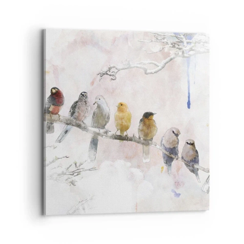 Bild auf Leinwand - Leinwandbild - Geflügeltes Treffen - 70x70 cm