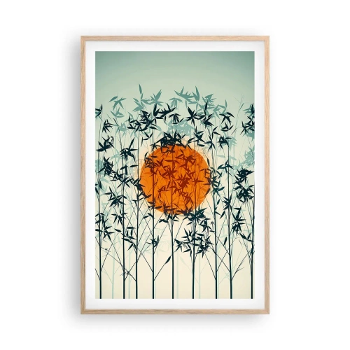 Poster in einem Rahmen aus heller Eiche - Japanische Sonne - 61x91 cm