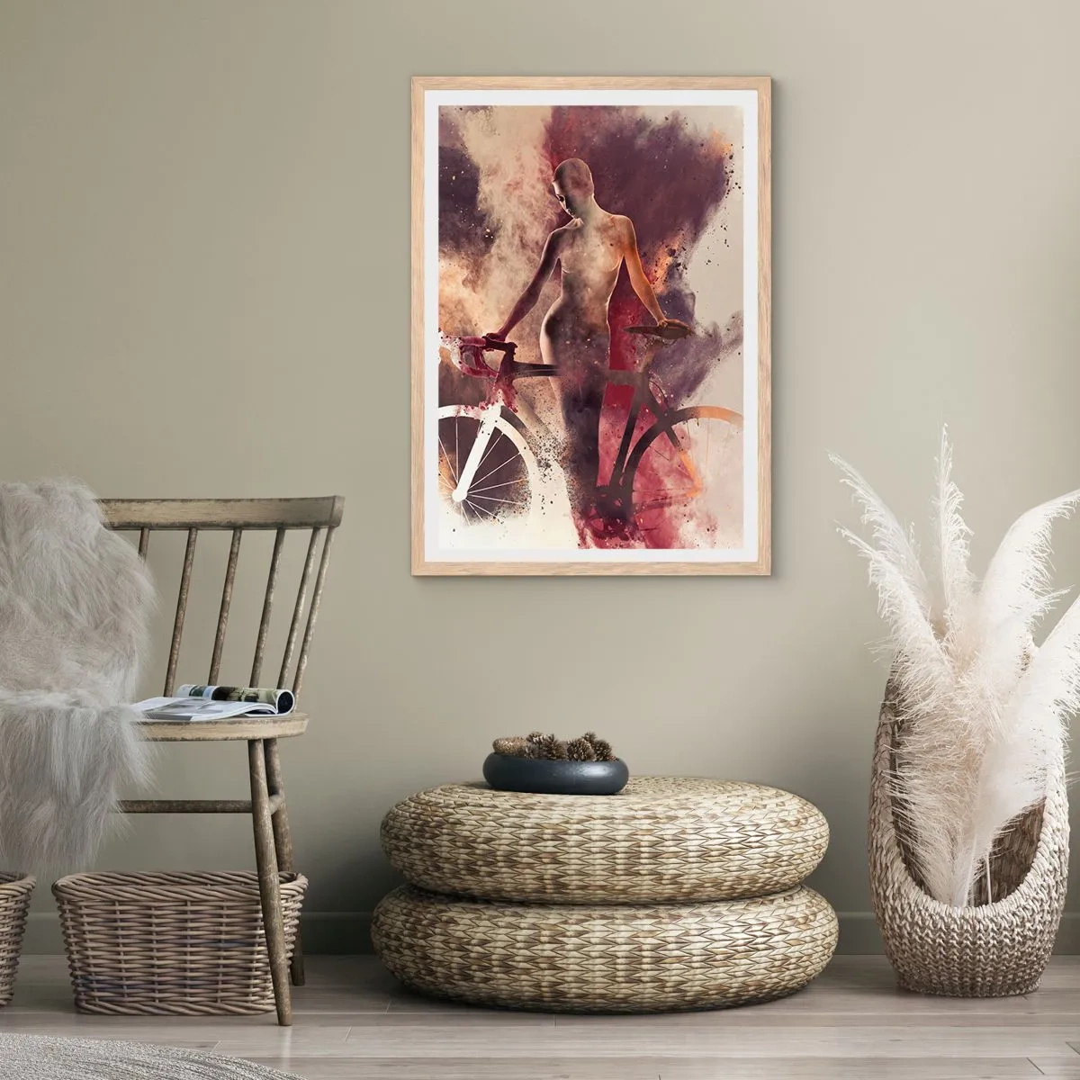 Poster in einem Rahmen aus heller Eiche - Eine Fahrradseele in Marmorformen - 30x40 cm