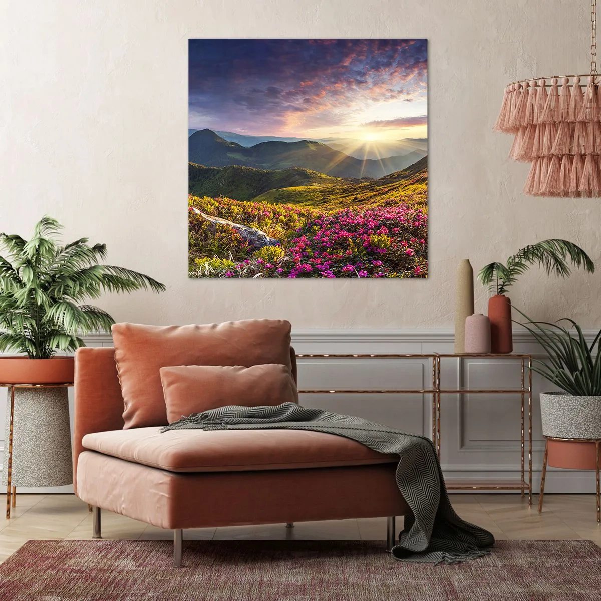 Bild auf Leinwand - Leinwandbild - Frische am Bergmorgen - 40x40 cm