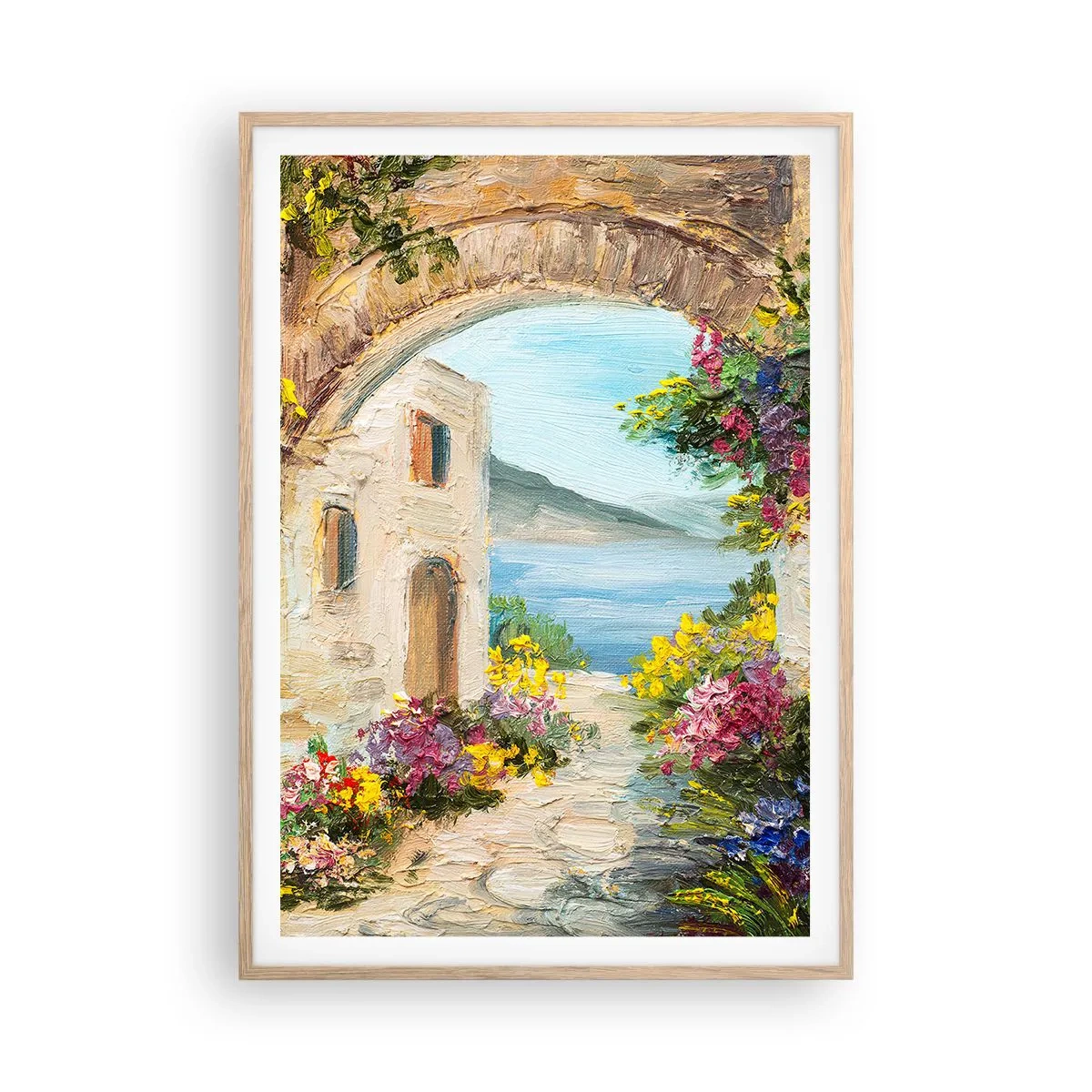 Poster in einem Rahmen aus heller Eiche - Charme einer Küstenprovinz - 70x100 cm