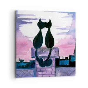 Bild auf Leinwand - Leinwandbild - Rendez-vous unter dem Mond - 70x70 cm