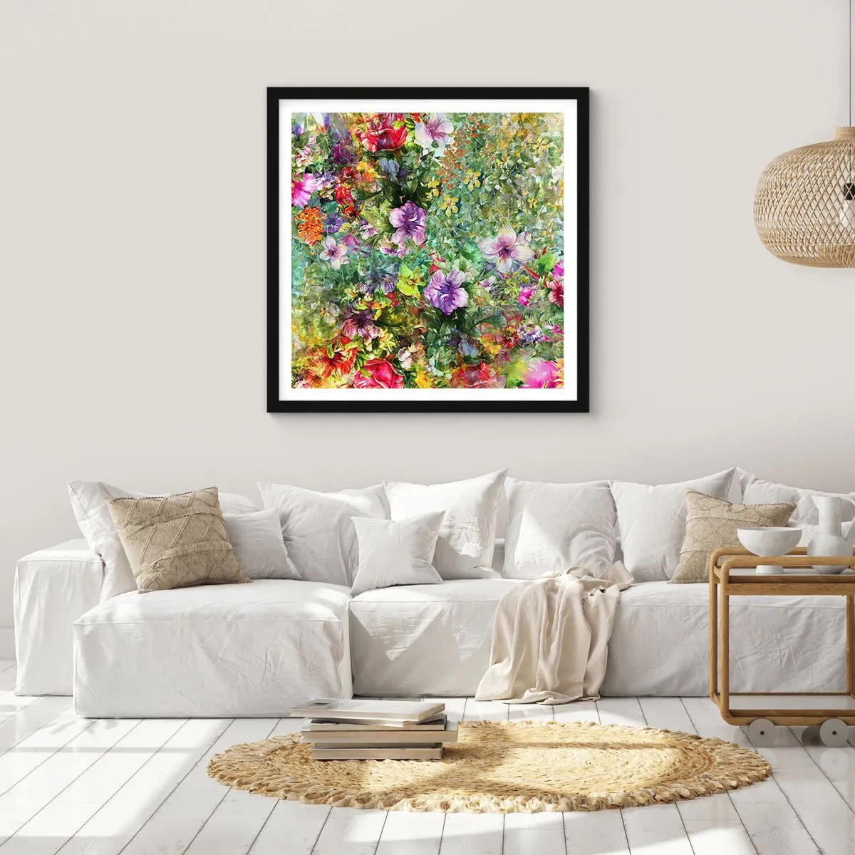 Poster in einem schwarzem Rahmen - In Blumen für das Verderben - 30x30 cm