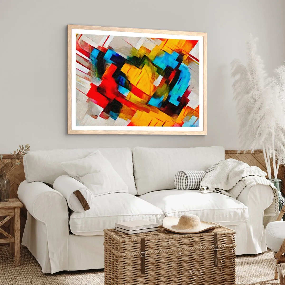 Poster in einem Rahmen aus heller Eiche - Ein bunter Interleaver - 100x70 cm