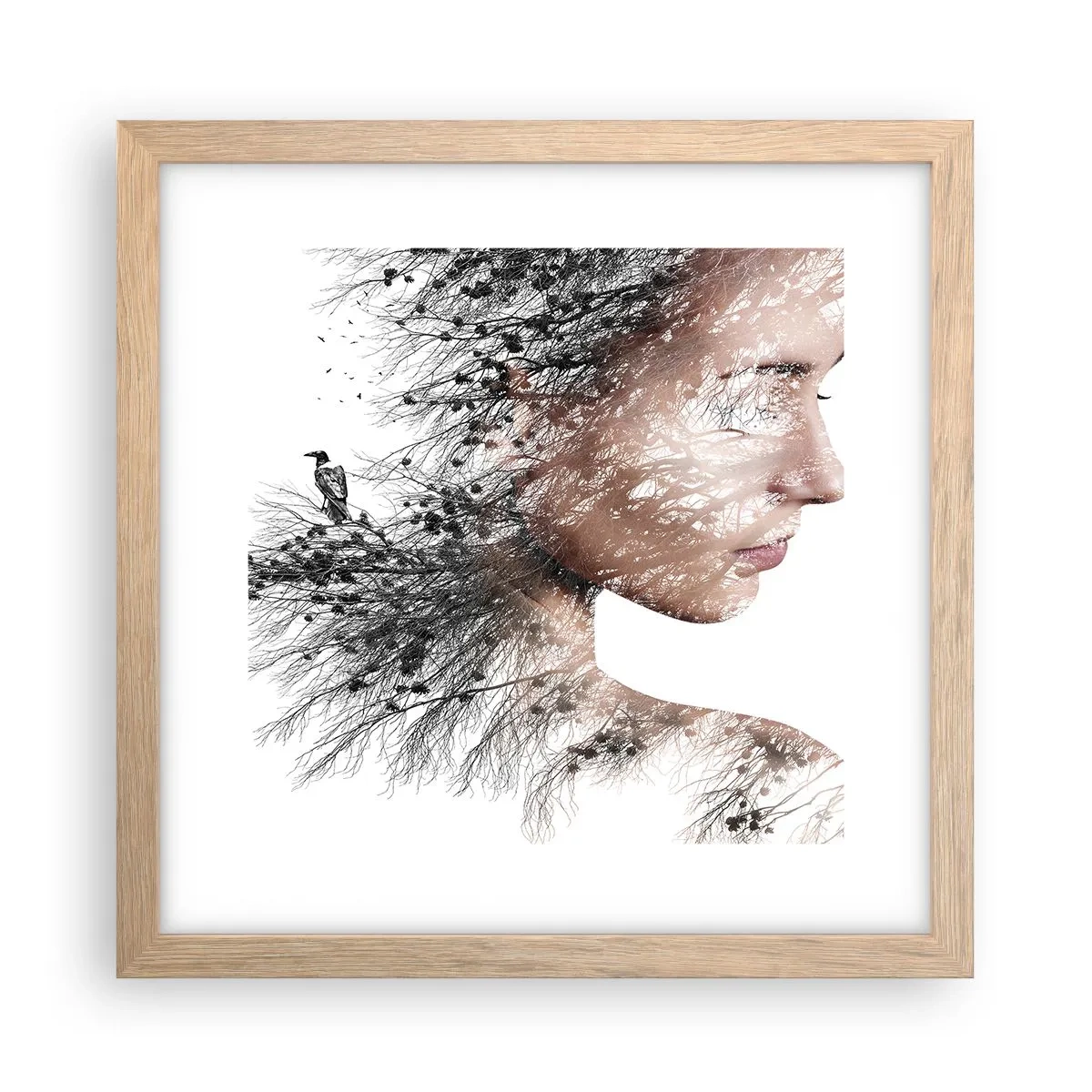 Poster in einem Rahmen aus heller Eiche - Der Geist des Waldes - 30x30 cm