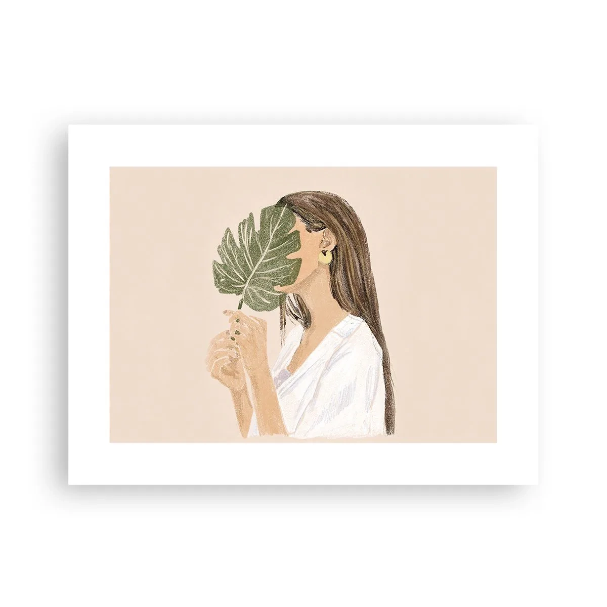 Poster - Geheimnisvolles Porträt mit Fächer - 40x30 cm