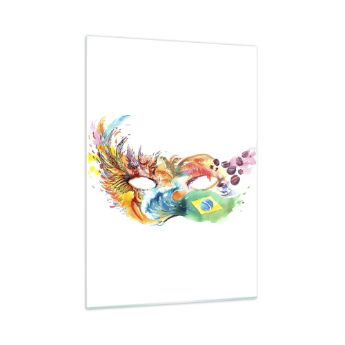 Glasbild - Bild auf glas - Eine farbenfrohe Maske, inspiriert vom brasilianischen Karneval - 50x70cm - Brasilien begrüßt Samba - Moderne Wanddekoration für Wohnzimmer und Schlafzimmer ARTTOR