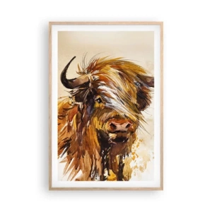 Poster in einem Rahmen aus heller Eiche - Stolz des Jägers - 61x91 cm