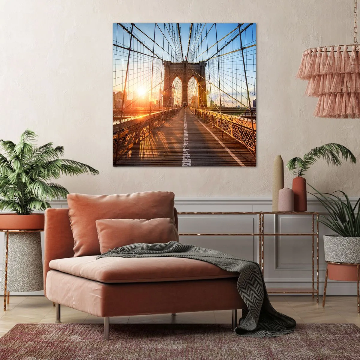 Bild auf Leinwand - Leinwandbild - Auf der goldenen Brücke - 70x70 cm
