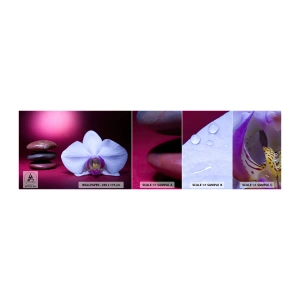 Fototapeten Muster Selbstklebend Deluxe Sticker - Eine Studie der Frische in Lila - Blumen, Spa, Steine - 100x30 cm