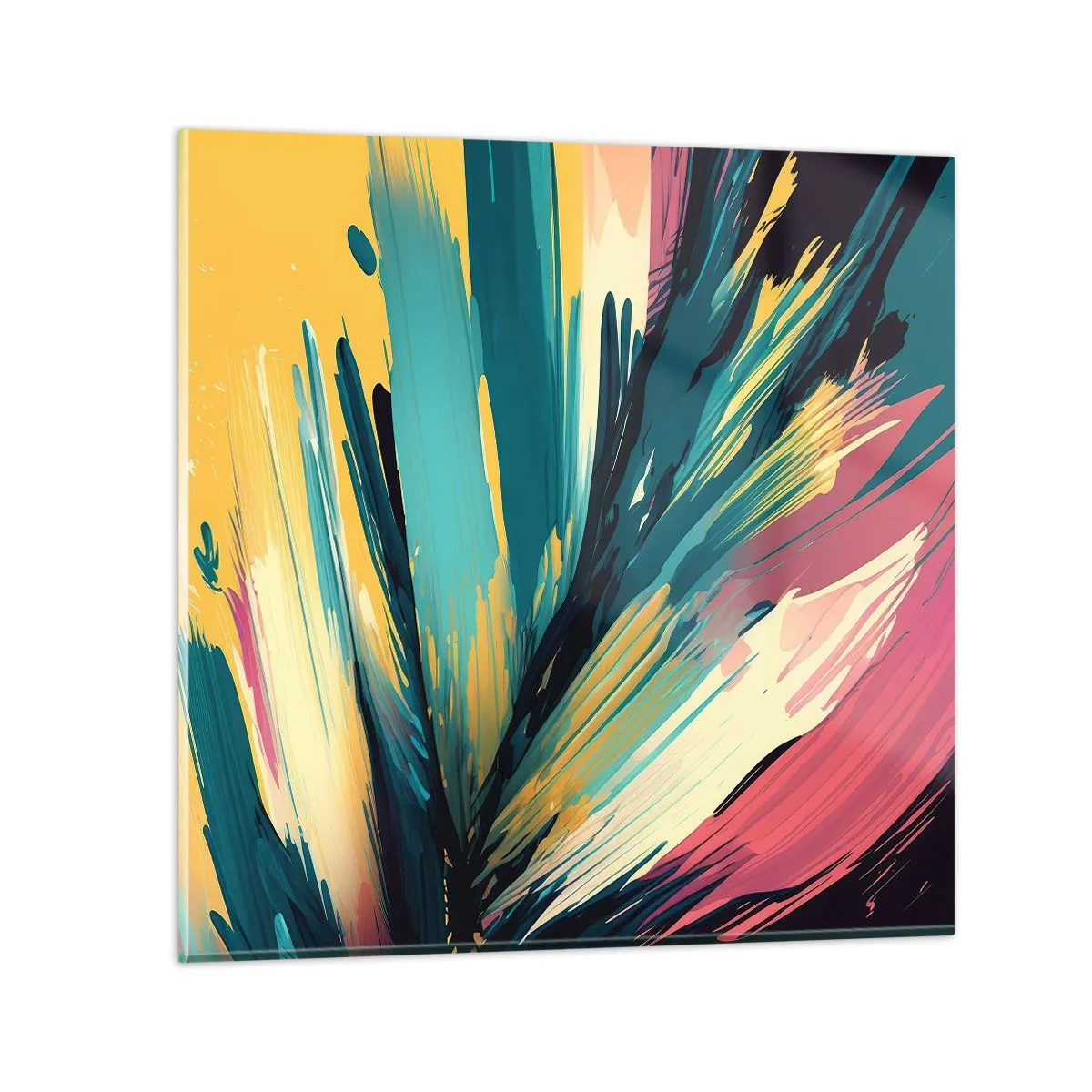 Glasbild - Bild auf glas - Komposition – eine Explosion der Freude - 30x30 cm