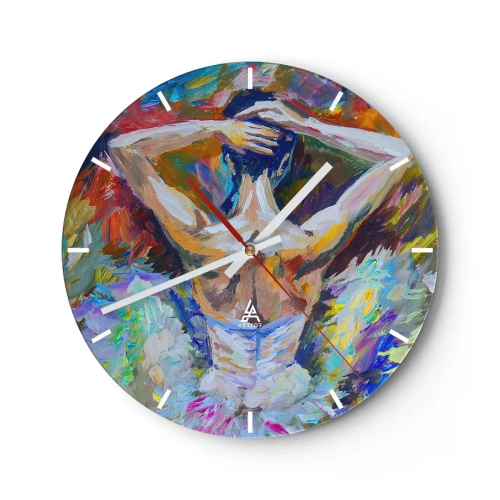 Wanduhr - Glasuhr - Ein abstraktes Bild einer Ballerina in dynamischen, bunten Farben. - 30x30cm - Es kann alles sein - Moderne Wanddekoration für Wohnzimmer, Küche und Schlafzimmer ARTTOR