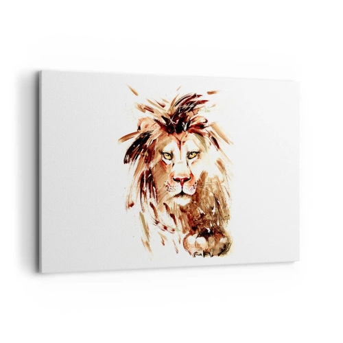 Bild auf Leinwand - Leinwandbild - Aquarellporträt eines Löwen mit intensiven Details - 120x80cm - Stärke und Würde - Moderne Wanddekoration für Wohnzimmer und Schlafzimmer ARTTOR