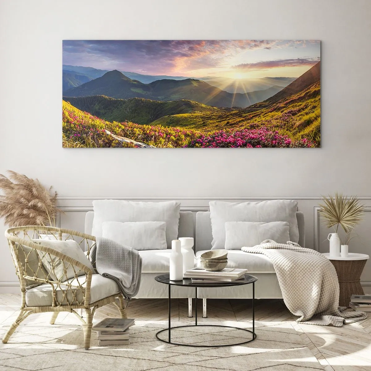 Glasbild - Bild auf glas - Frische am Bergmorgen - 90x30 cm
