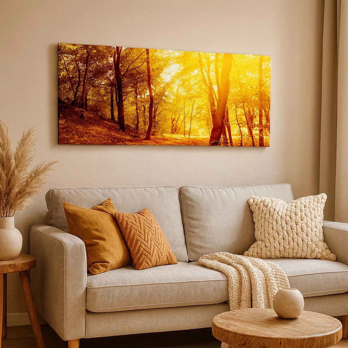 Bild auf Leinwand - Leinwandbild - Auf die goldene Lichtung - 100x40 cm