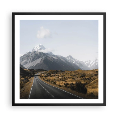 Poster in einem schwarzem Rahmen - Der Weg ins Herz der Berge - 60x60 cm