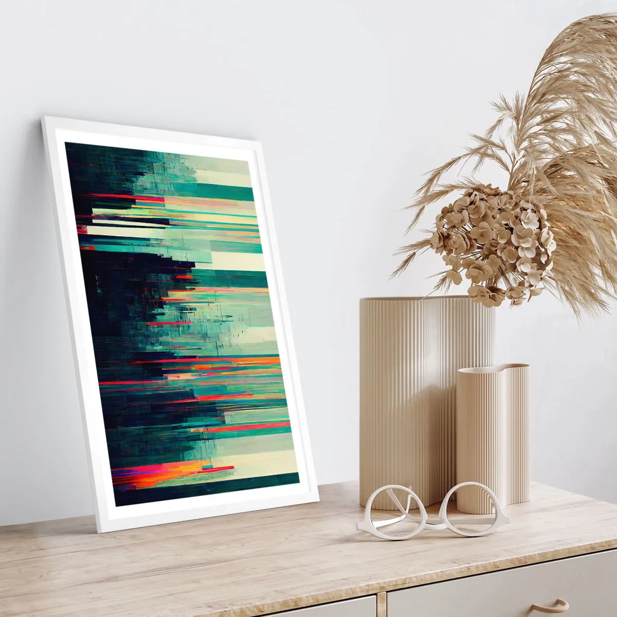 Poster in einem weißen Rahmen - Futuristische Stadt - 70x100 cm