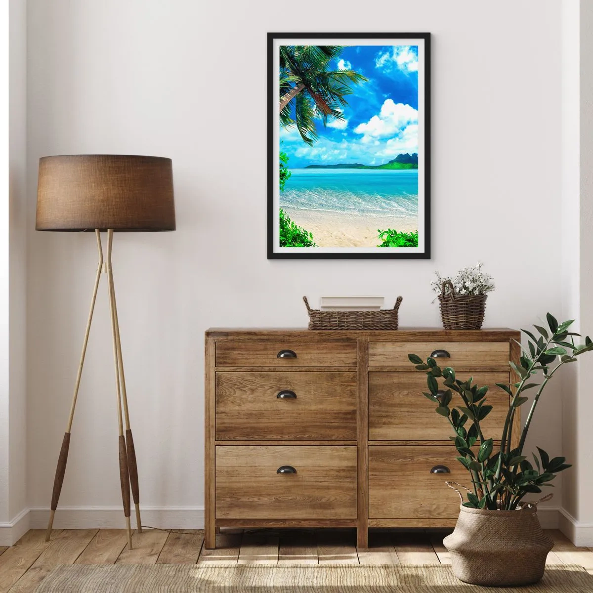 Poster in einem schwarzem Rahmen - Das Azurblau der Tropen - 61x91 cm