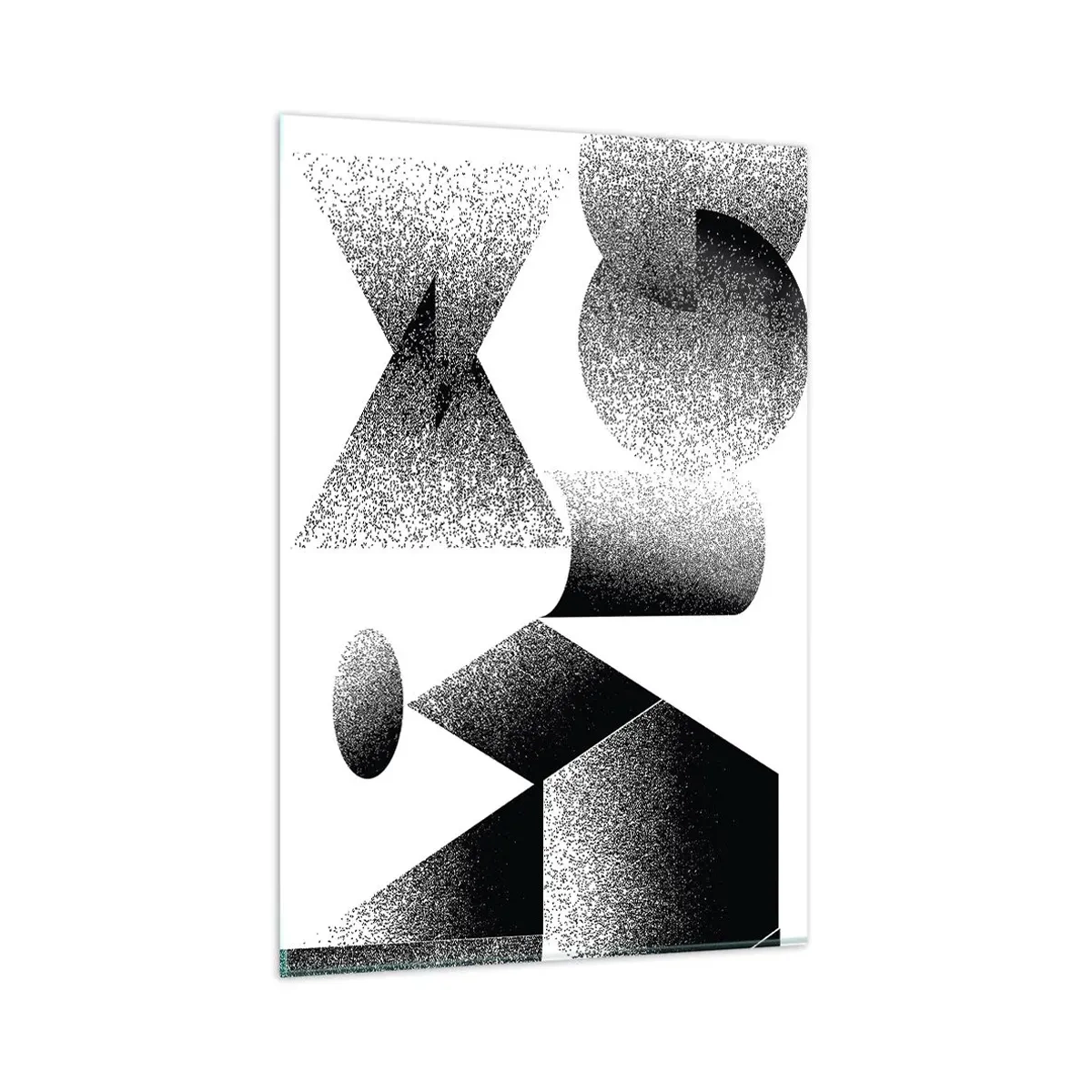 Glasbild - Bild auf glas - Geometrie bestehend aus Winkeln und ovalen Formen - 80x120cm - Winkel und Ovale - Moderne Wanddekoration für Wohnzimmer und Schlafzimmer ARTTOR