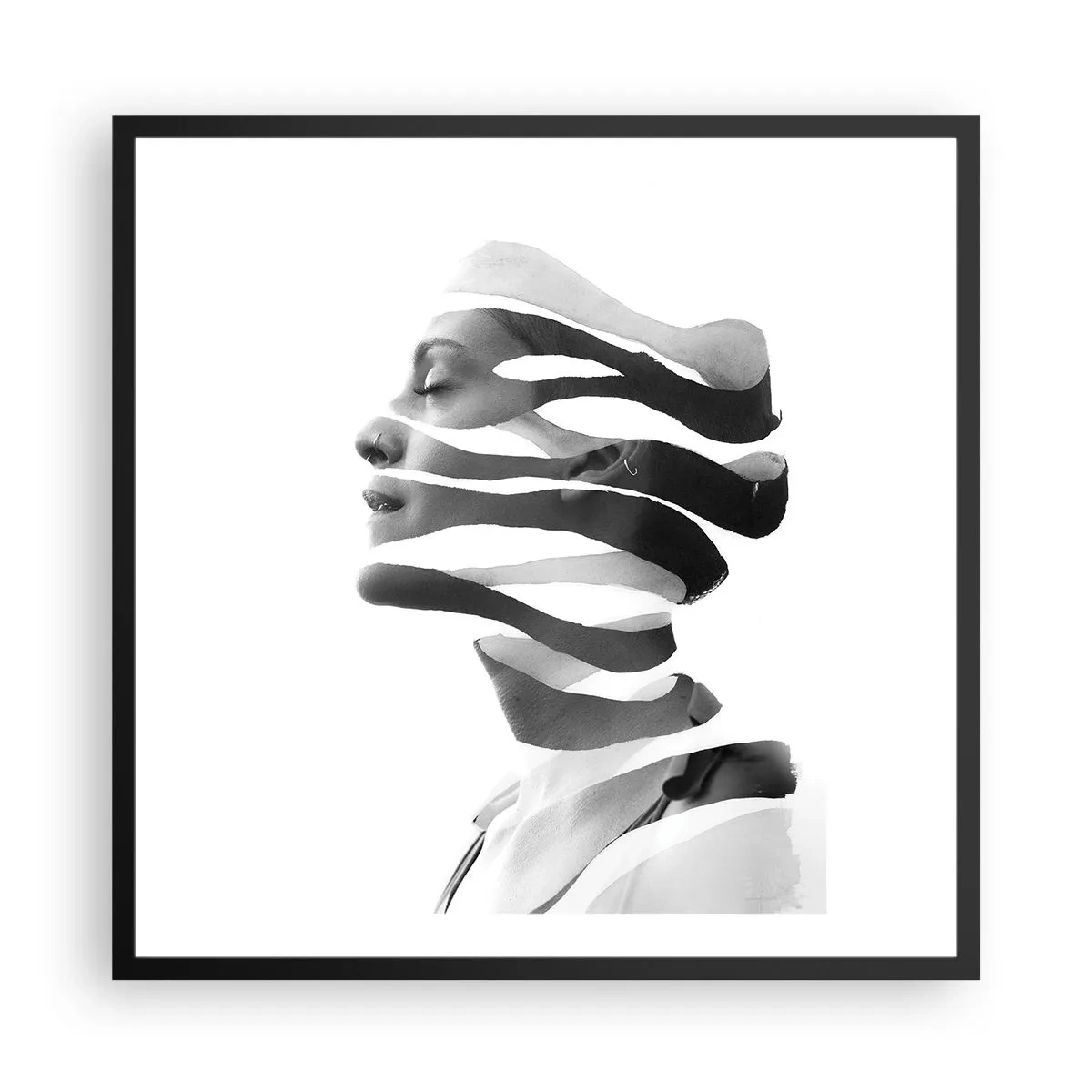 Poster in einem schwarzem Rahmen - Surreales Porträt - 60x60 cm