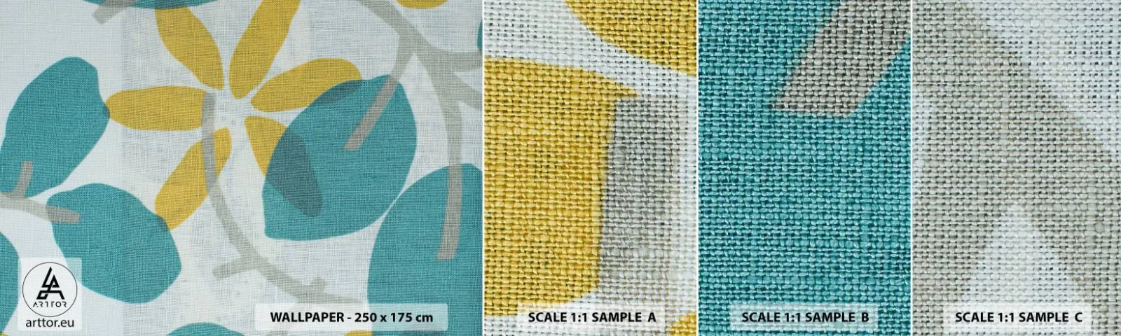 Fototapeten Muster Selbstklebend Deluxe Sticker - Unter den azurblauen Blättern - Boho, Blumen, Minimalismus - 100x30 cm