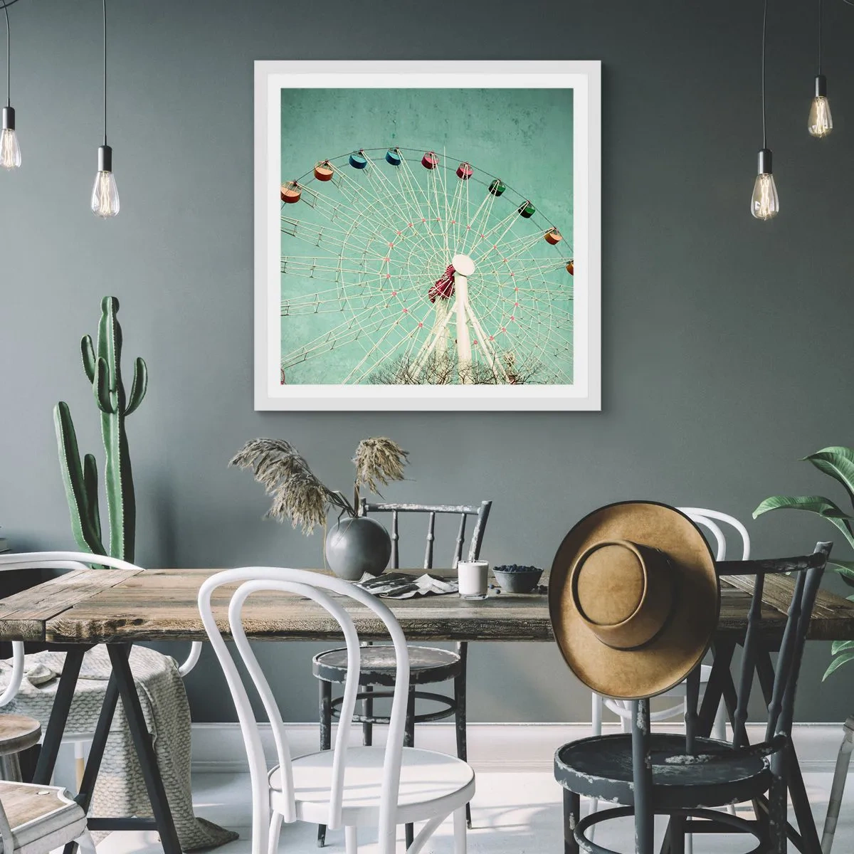 Poster in einem weißen Rahmen - Wir laden zum Spiel ein - 40x40 cm