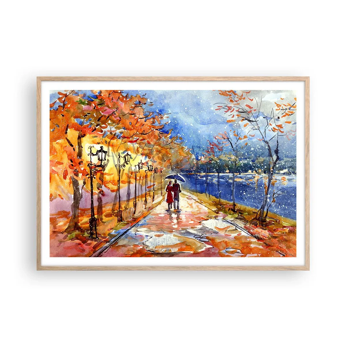 Poster in einem Rahmen aus heller Eiche - Gemeinsam bis an die Grenze der Zeit - 100x70 cm