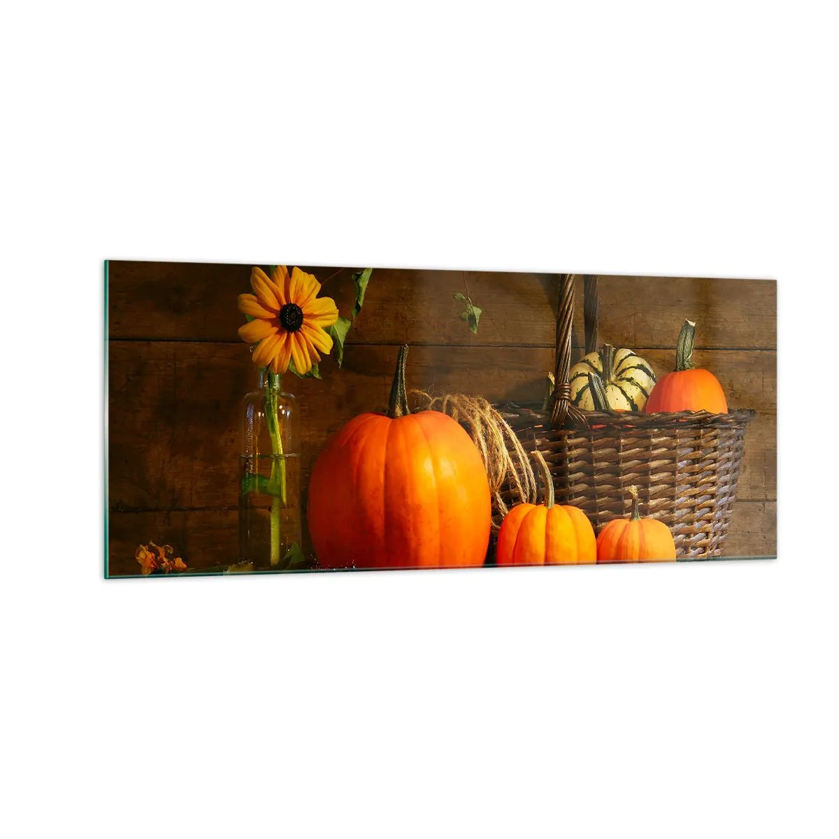 Glasbild - Bild auf glas - Eine rustikale Komposition - Geschenke des Herbstes - 100x40 cm