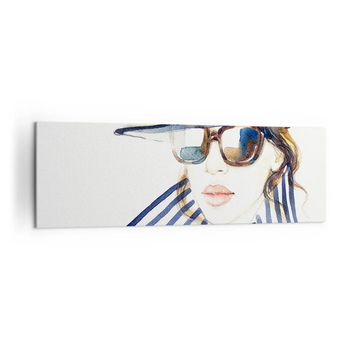 Bild auf Leinwand - Leinwandbild - Porträt einer Frau mit Hut und Sonnenbrille - 160x50cm - Florida heißt Sie willkommen! - Moderne Wanddekoration für Wohnzimmer und Schlafzimmer ARTTOR