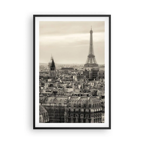 Poster in einem schwarzem Rahmen - Über den Dächern von Paris - 61x91 cm