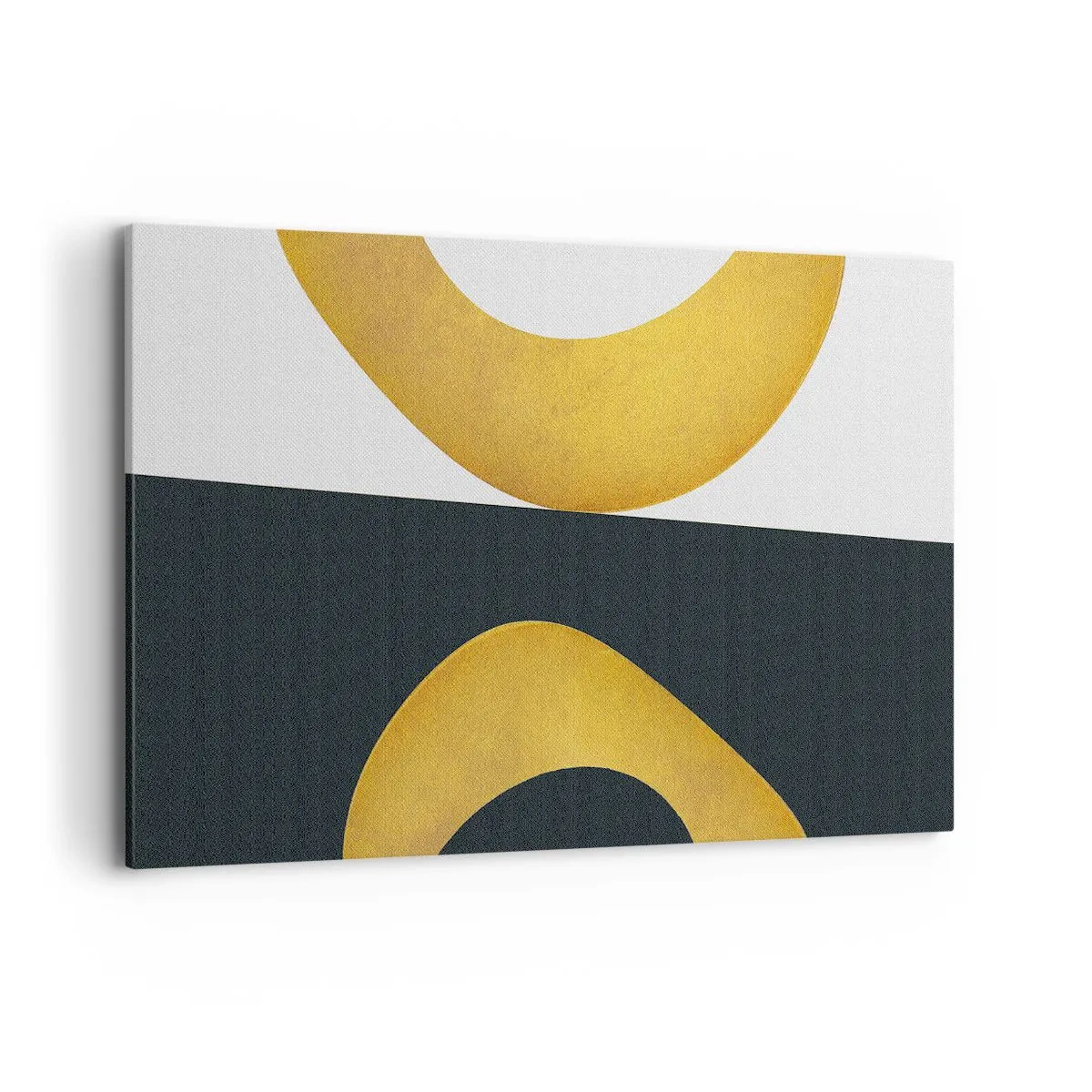 Bild auf Leinwand - Leinwandbild - Geometrische Formen in Gold auf weißem und dunklem Hintergrund - 120x80cm - Erstens: Gold - Moderne Wanddekoration für Wohnzimmer und Schlafzimmer ARTTOR