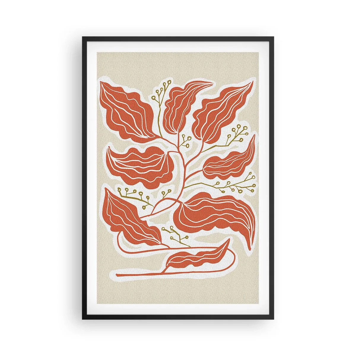 Poster in einem schwarzem Rahmen - Im Folkstil und korallenartig - 61x91 cm