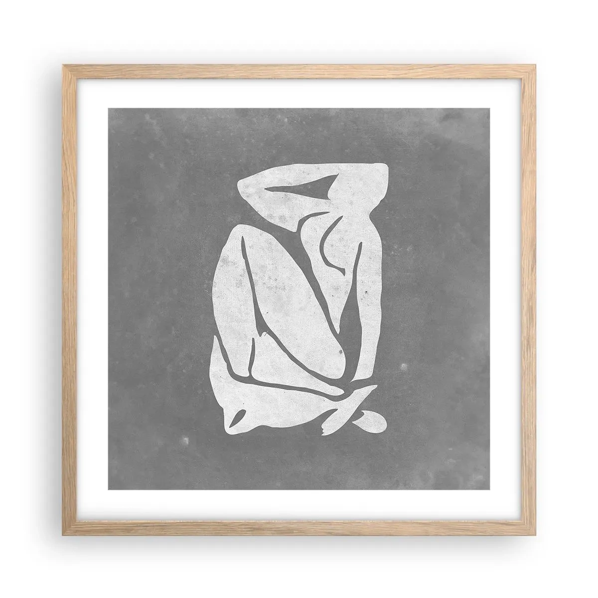 Poster in einem Rahmen aus heller Eiche - In Gedanken versunken - 50x50 cm