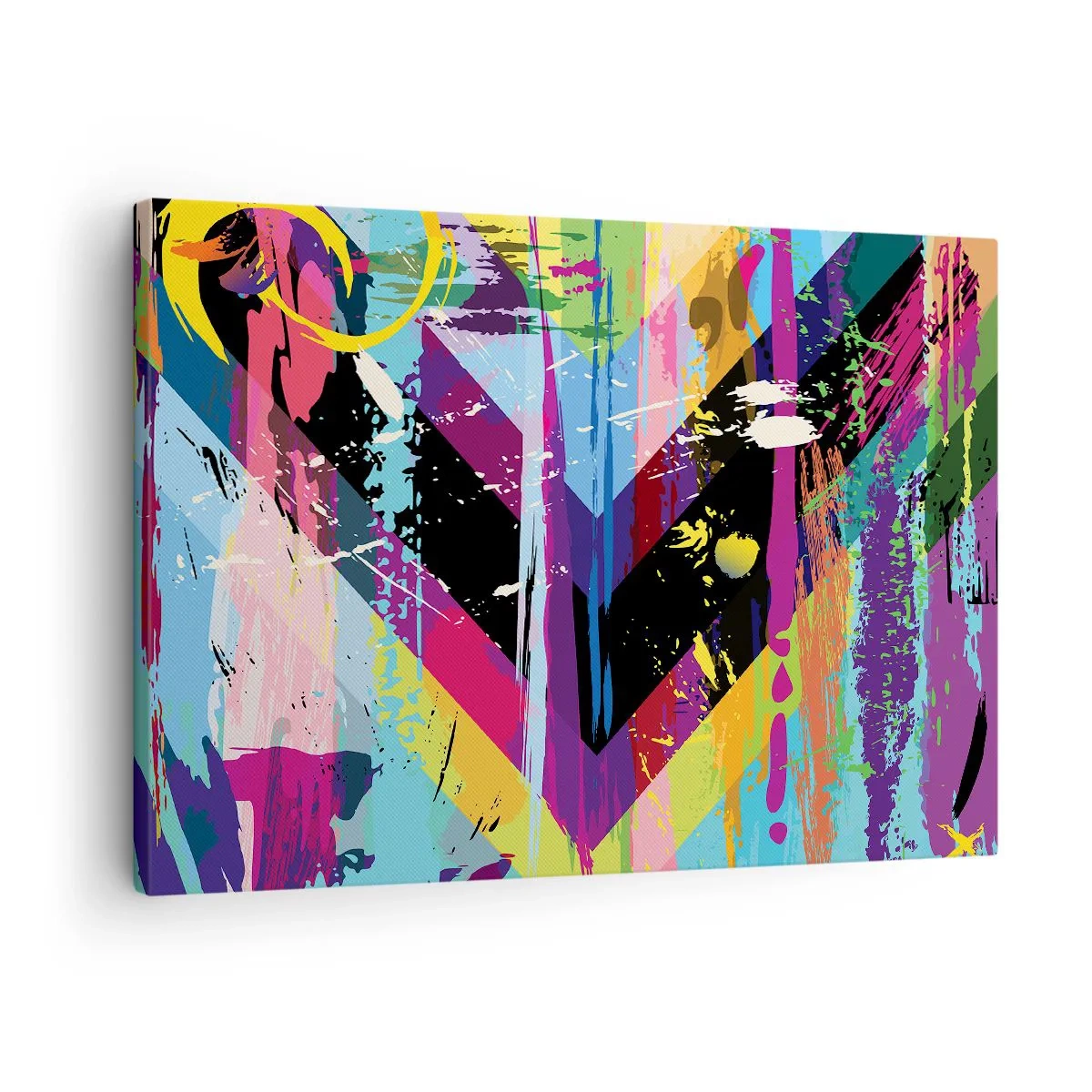Bild auf Leinwand - Leinwandbild - Abstraktes Muster mit bunten geometrischen Formen - 70x50cm - Von oben nach unten - Moderne Wanddekoration für Wohnzimmer und Schlafzimmer ARTTOR