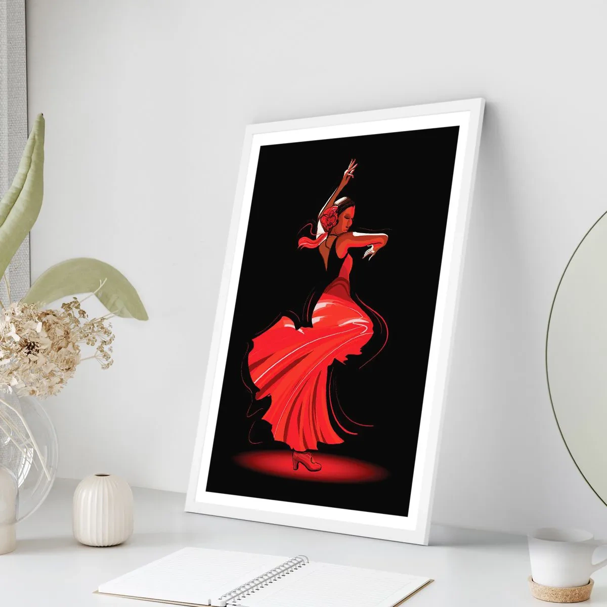 Poster in einem weißen Rahmen - Der feurige Geist des Flamenco - 30x40 cm