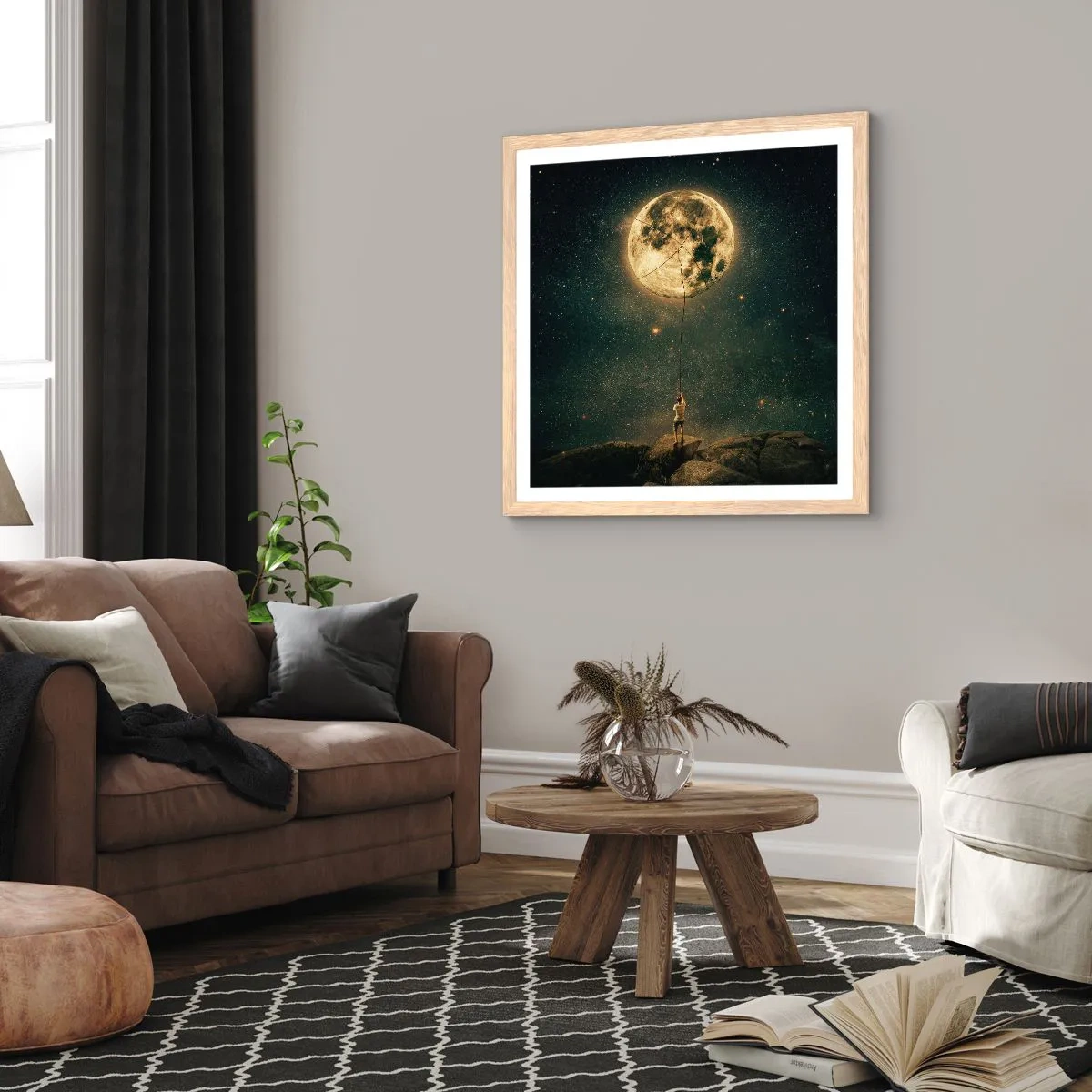 Poster in einem Rahmen aus heller Eiche - Der Mann, der den Mond gestohlen hat - 40x40 cm