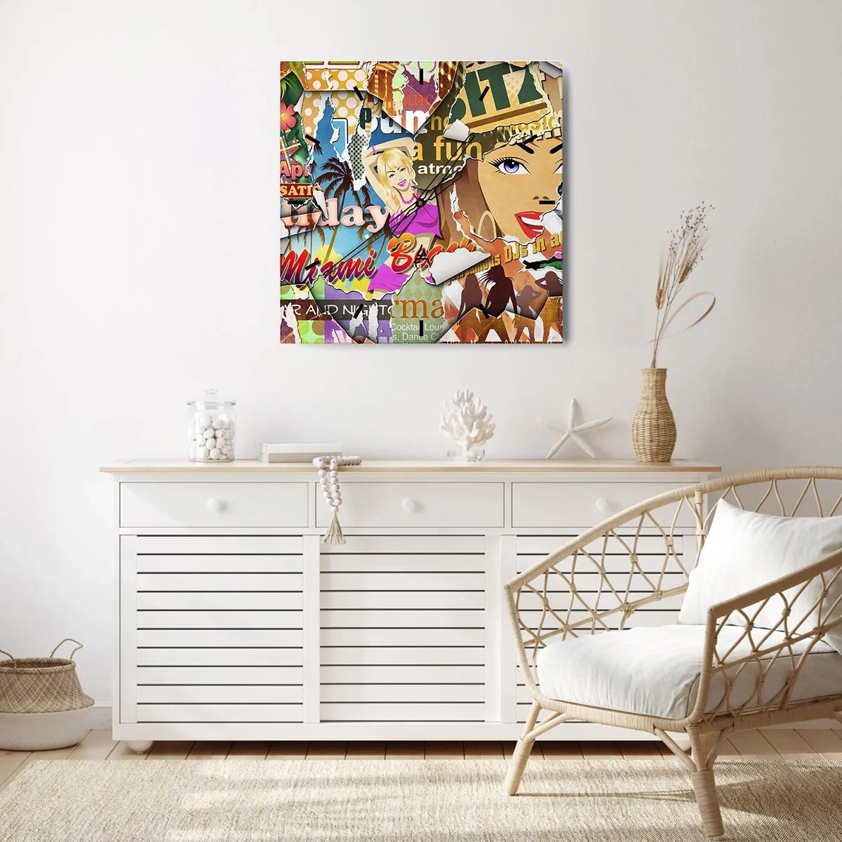 Wanduhr - Glasuhr - Sommer Rückblicke - 40x40 cm